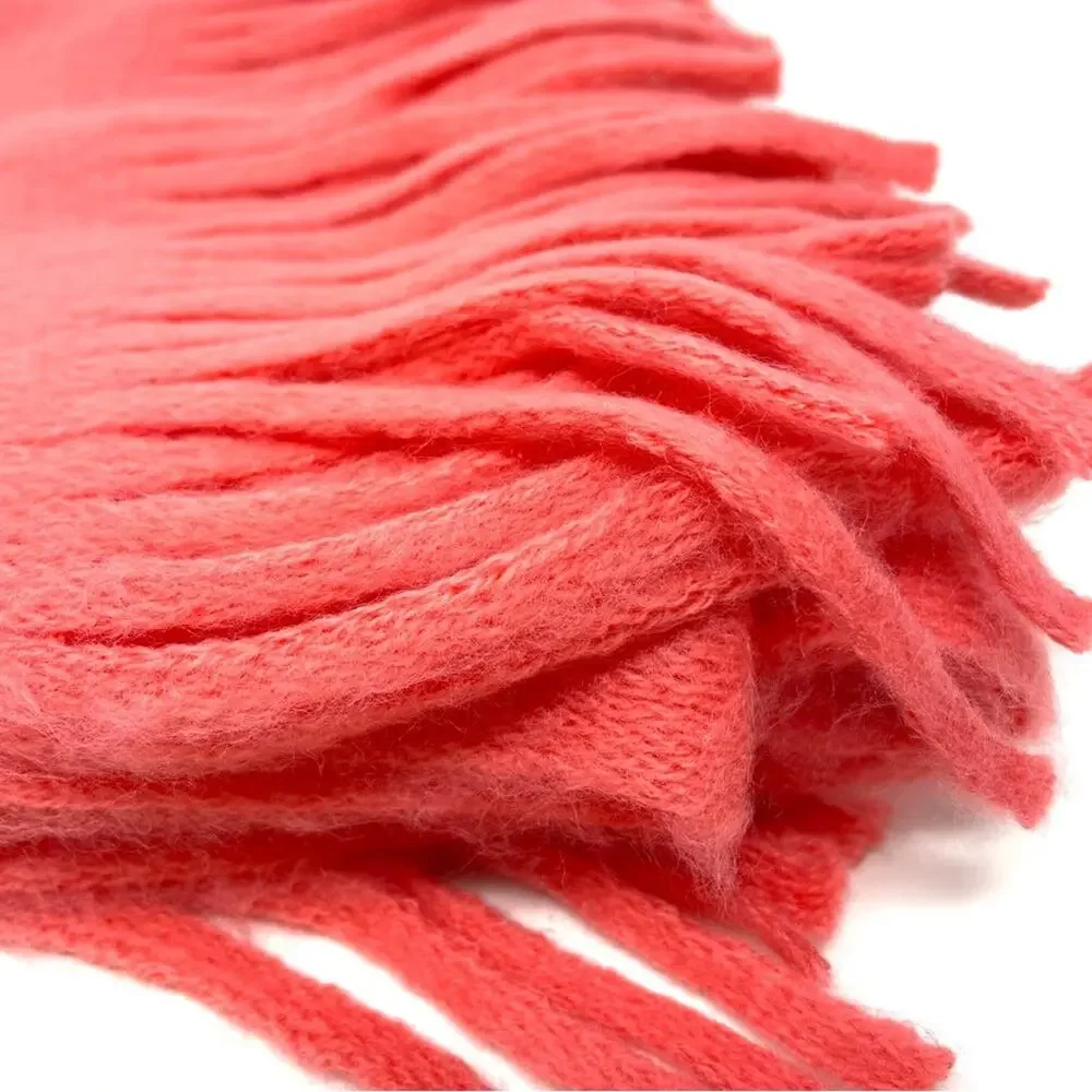 Renee's NYC Women's Soft Knit Rectangle Scarf w/ Fringe in Salmon Pink
